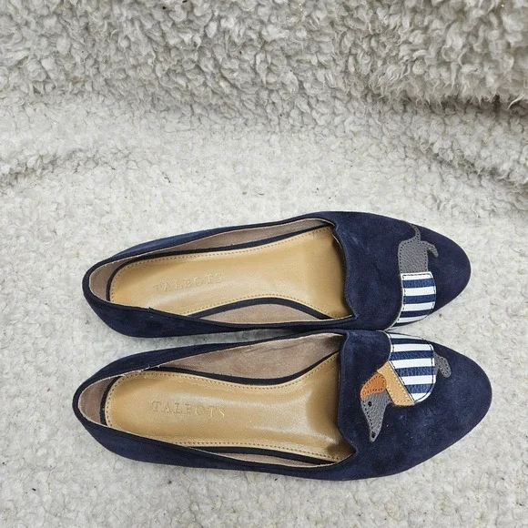 Talbots Dachshund Navy Blue Suede Leather Loafers sz 8 - Picture 2 of 7
